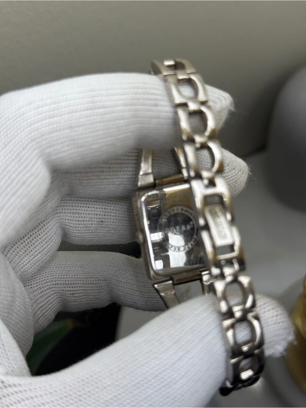 Guess Silver-Tone Bracelet Watch with Blue Dial Womens